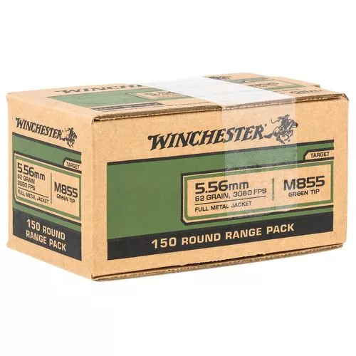 Winchester Ammo USA M855 Green Tip 5.56x45mm NATO 62 gr Full Metal Jacket - WM855150