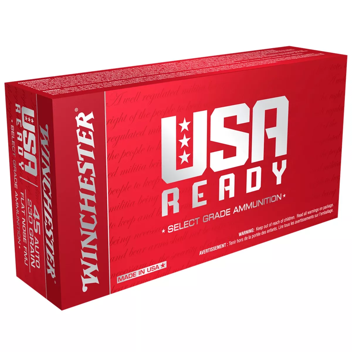 Winchester Ammo USA Ready 45 ACP 230 gr Full Metal Jacket Flat Nose (FMJFN) - RED45
