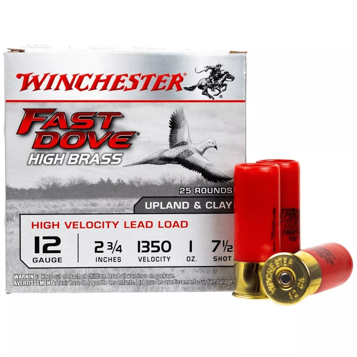 Winchester Ammo WFD127B Fast Dove & Clay High Brass 12 Gauge 2.75" 1 oz 1350 fps 7.5 Shot 25 Bx