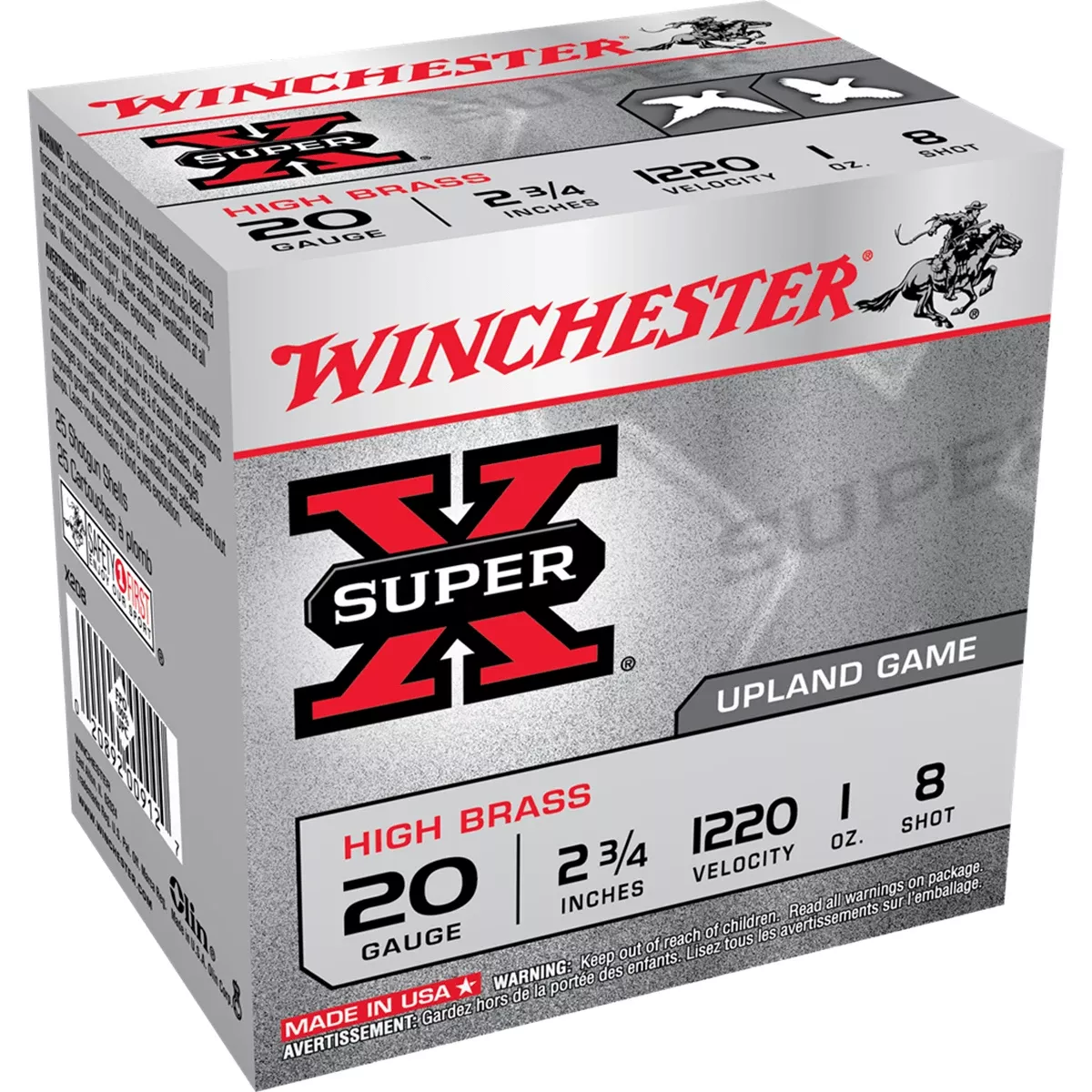 Winchester Ammo X208 Super X Heavy Game Load High Brass 20 Gauge 2.75" 1 oz 8 Shot 25 Box