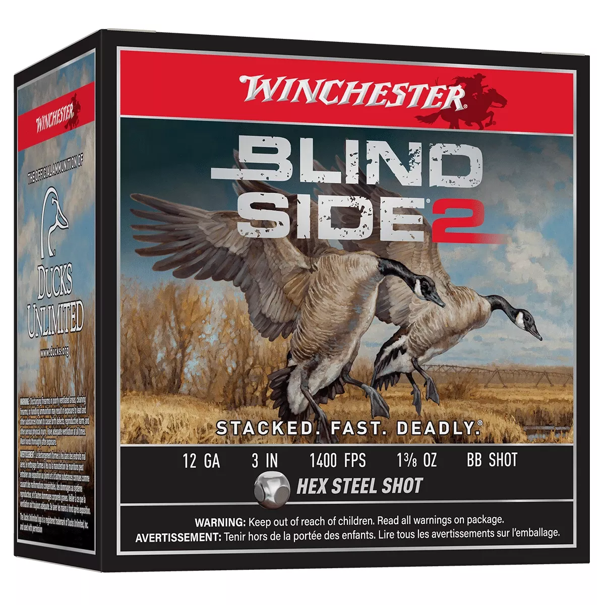 Winchester Ammo XBS123BB Blind Side 2 12 Gauge 3" 1 3/8 oz 1400 fps BB Shot 25 Bx