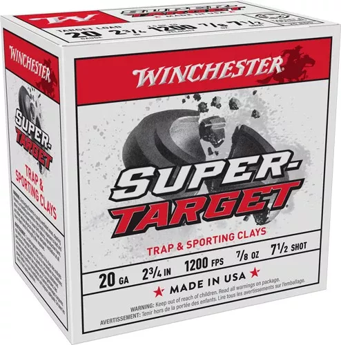 Winchester Ammunition Super-Target 20 Gauge 2.75" 7/8 oz #7.5 Shot 1200 fps - 250 Rd Case